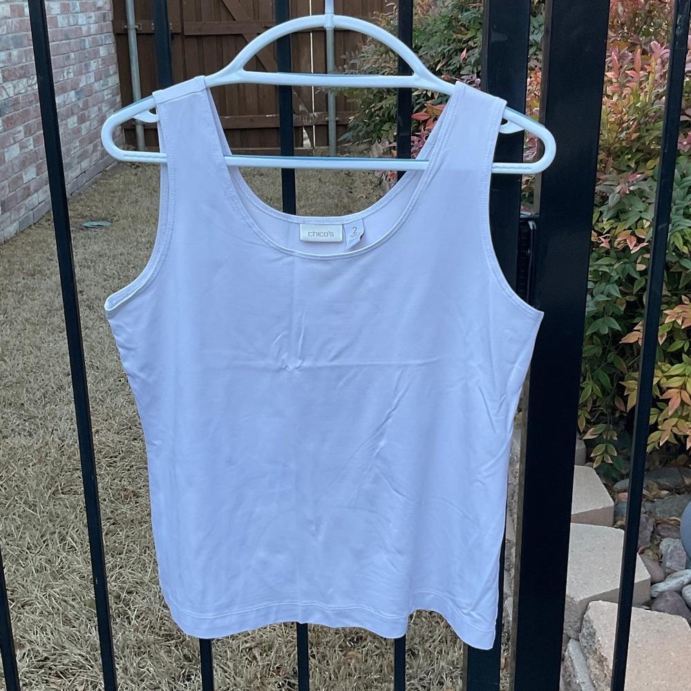 Chico’s Microfiber Contemporary Tank, White, Size 2